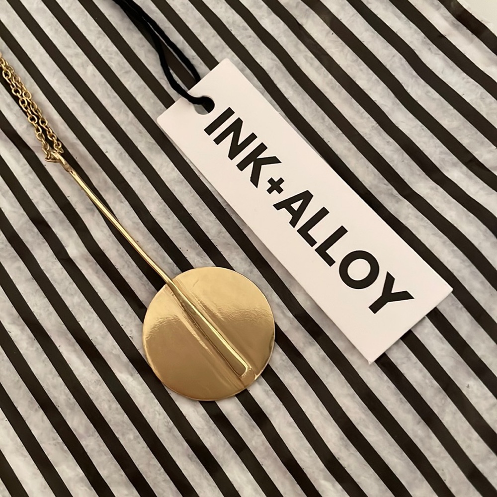 NWT Ink + Alloy Brass Circle and Stick Necklace